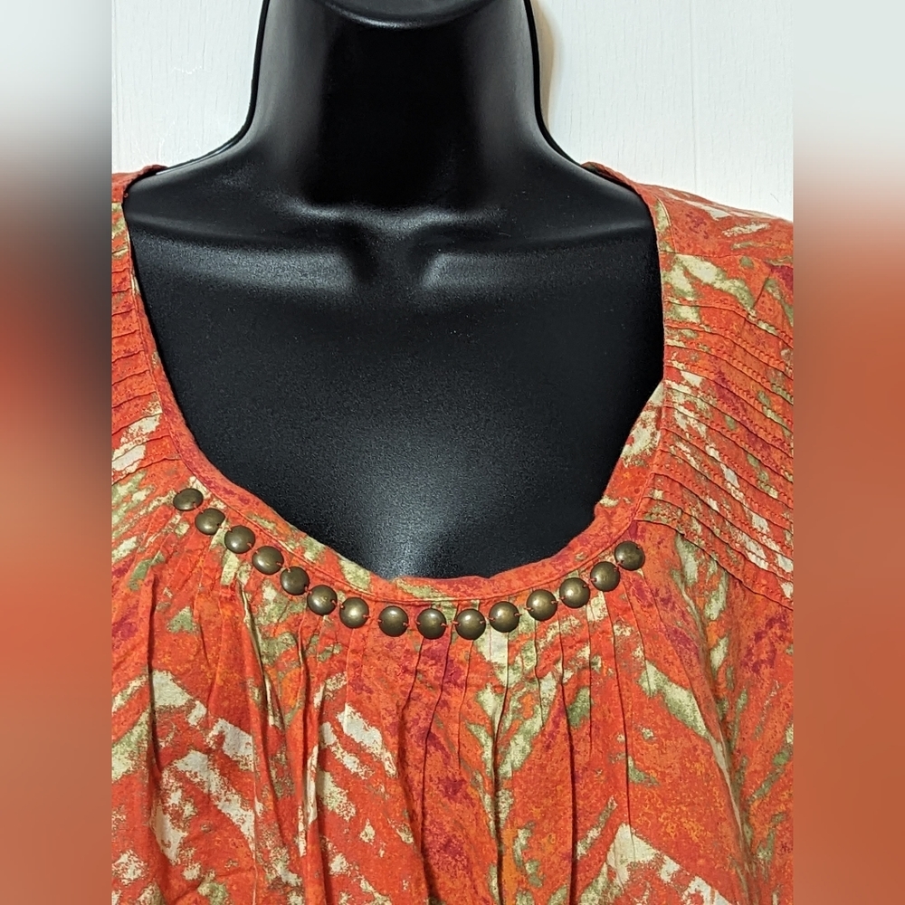 Women's Liz&Me Sleeveless Blouse Orange w/metal studs Size 3X - Picture 3 of 4
